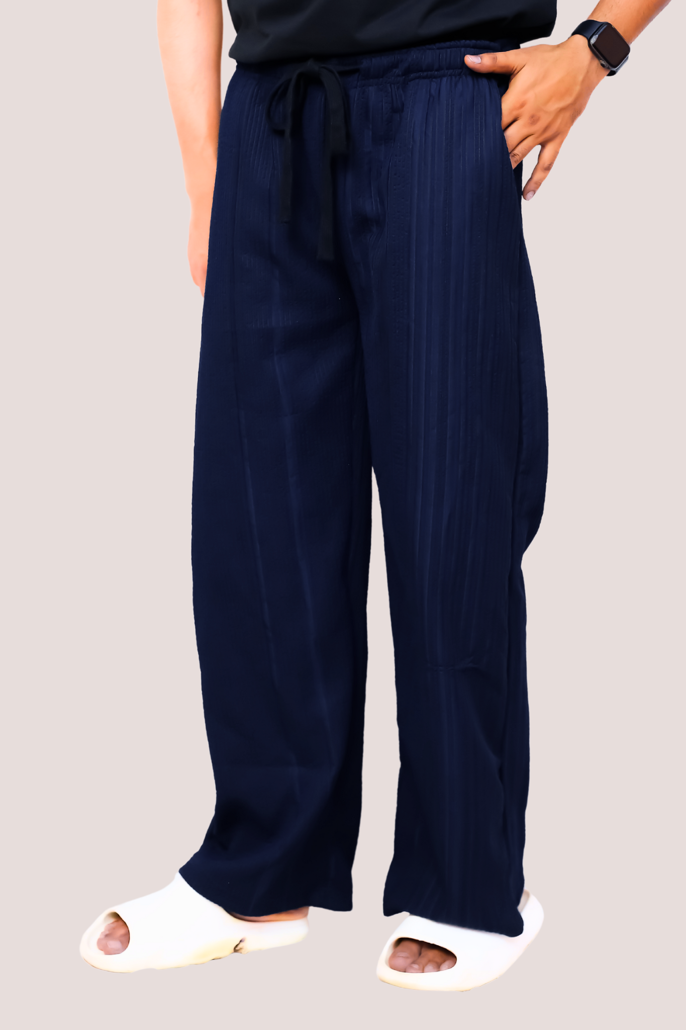 CLASSIC TEXTURED STRAIGHT TROUSER – NAVY BLUE