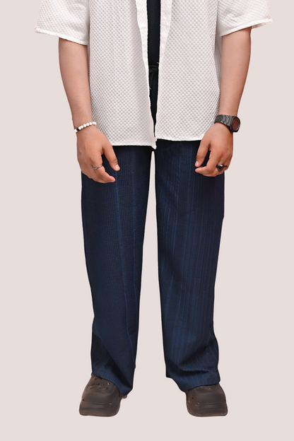 CLASSIC TEXTURED STRAIGHT TROUSER – NAVY BLUE