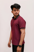 PREMIUM HALF SLEEVES POLO SHIRT- MAROON MAJESTY