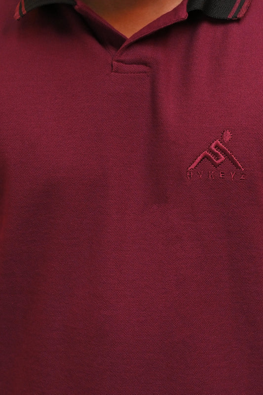 PREMIUM HALF SLEEVES POLO SHIRT- MAROON MAJESTY