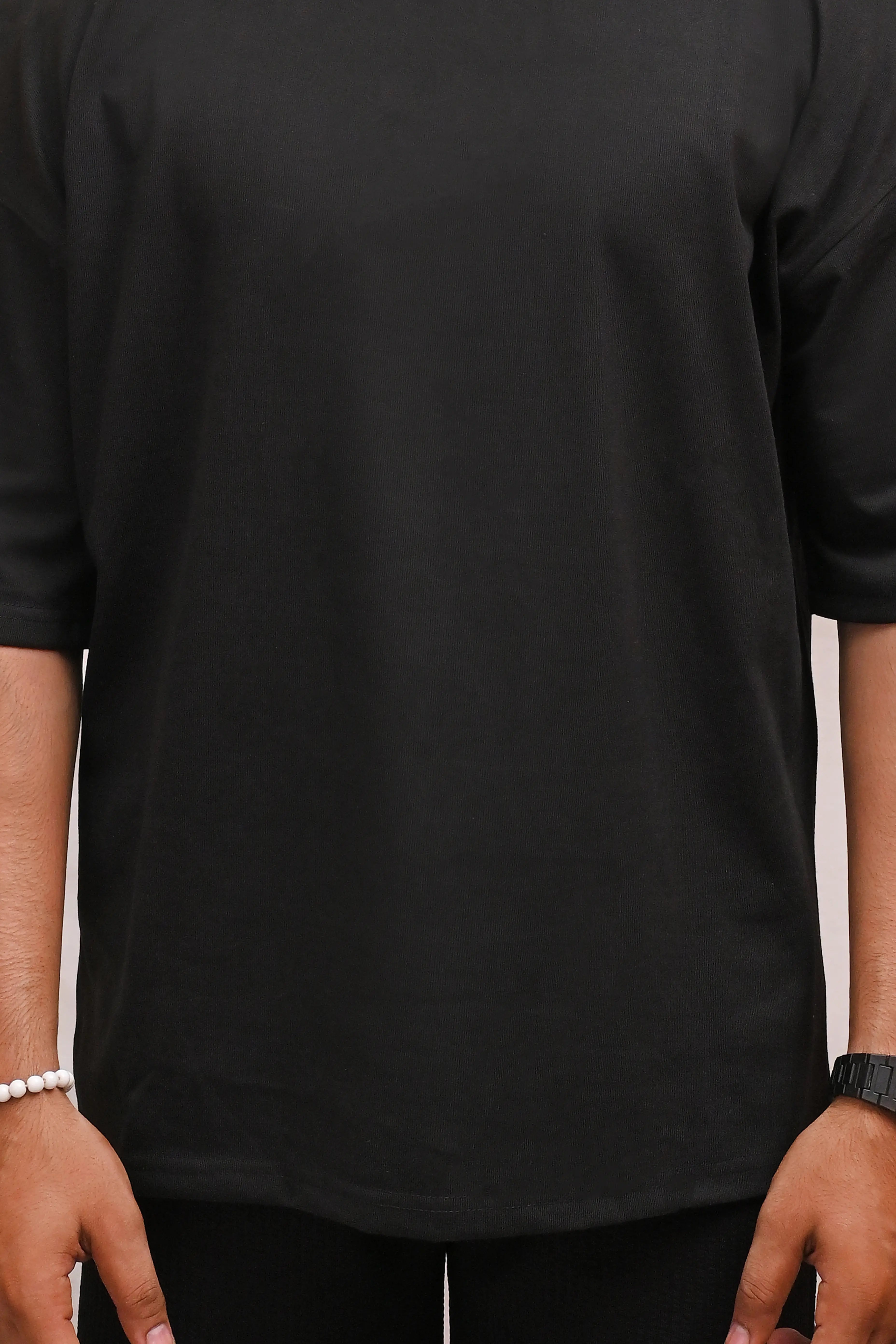 HYKEYZ BLACK PLAIN OVERSIZED TEE