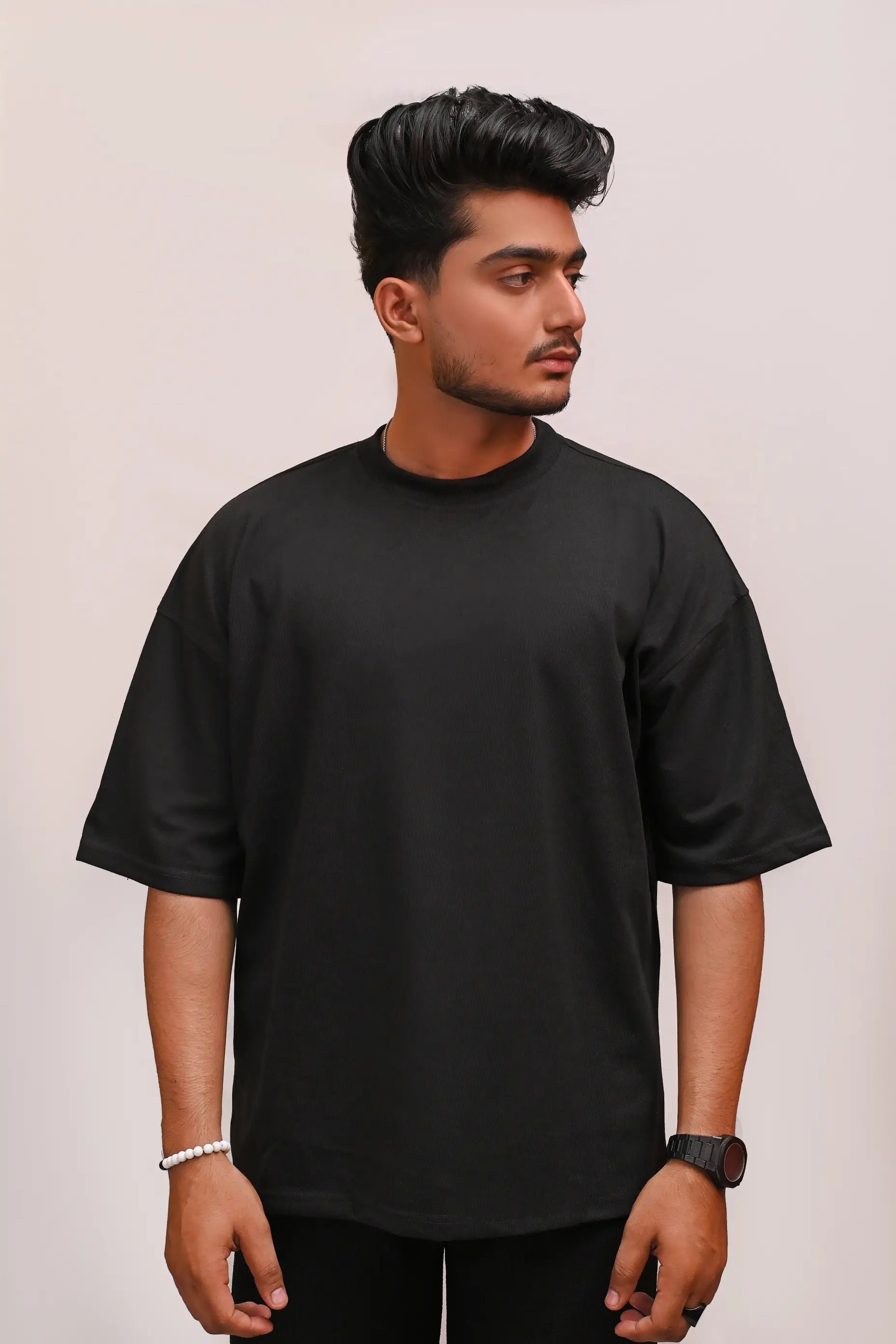 HYKEYZ BLACK PLAIN OVERSIZED TEE