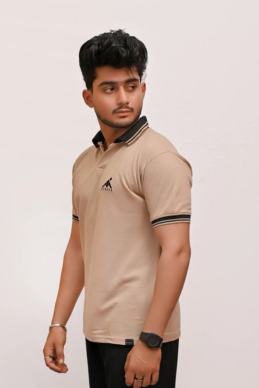 PREMIUM HALF SLEEVES POLO SHIRT-BEIGE ELEGANCE