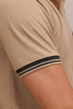 PREMIUM HALF SLEEVES POLO SHIRT-BEIGE ELEGANCE - HYKEYZ