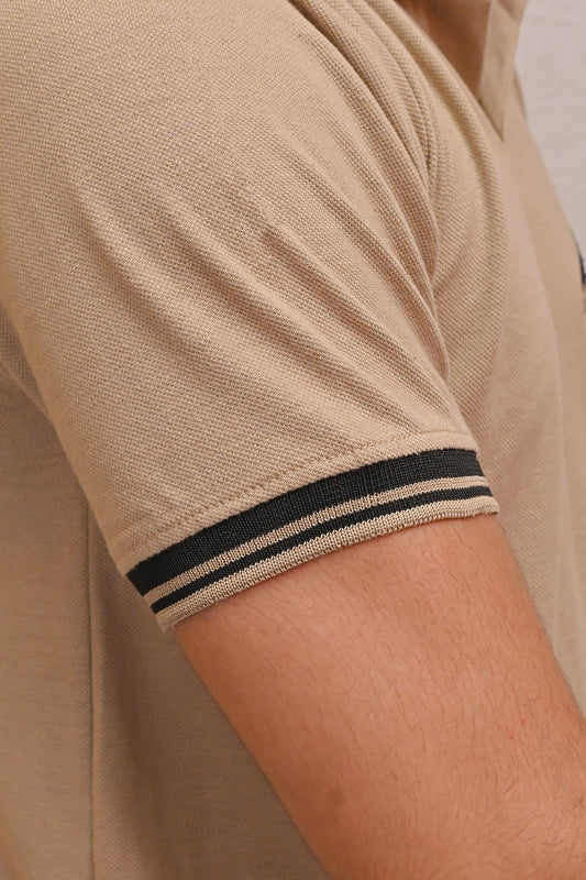 PREMIUM HALF SLEEVES POLO SHIRT-BEIGE ELEGANCE - HYKEYZ