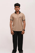PREMIUM HALF SLEEVES POLO SHIRT-BEIGE ELEGANCE
