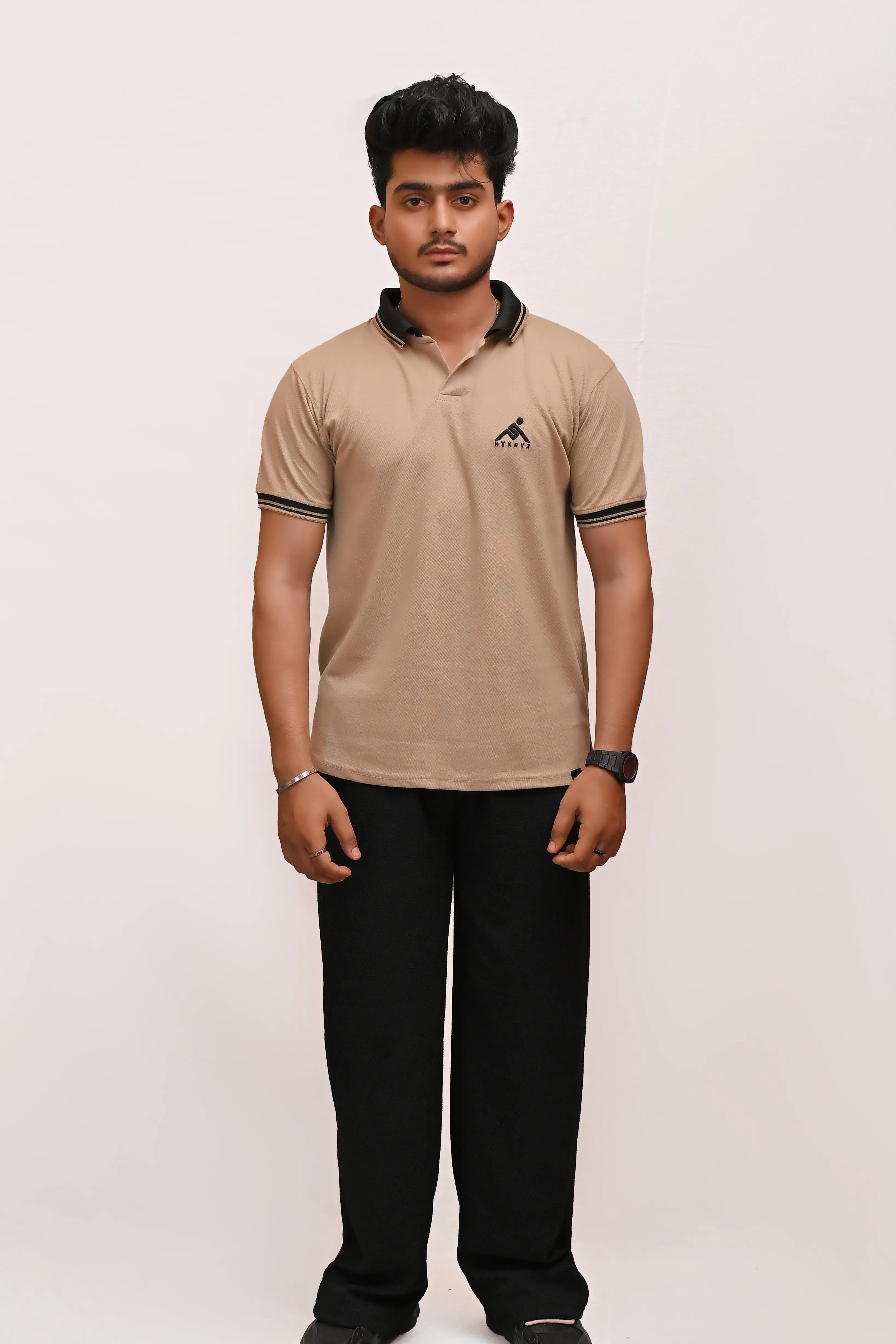 PREMIUM HALF SLEEVES POLO SHIRT-BEIGE ELEGANCE